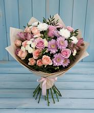 Букет цветов из:  Хризантемы, Розы и Альстромерии в Сочи