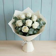Букет Белые розы в Эвкалипте #REPLACE_PRED# Сочи